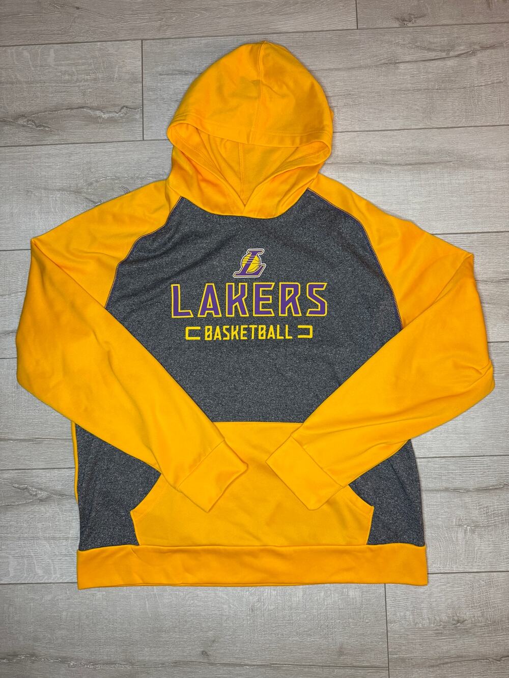Fanatics Los Angeles Lakers Basketball Hoodie Mens XL Gold Grey NBA Sweatshirt